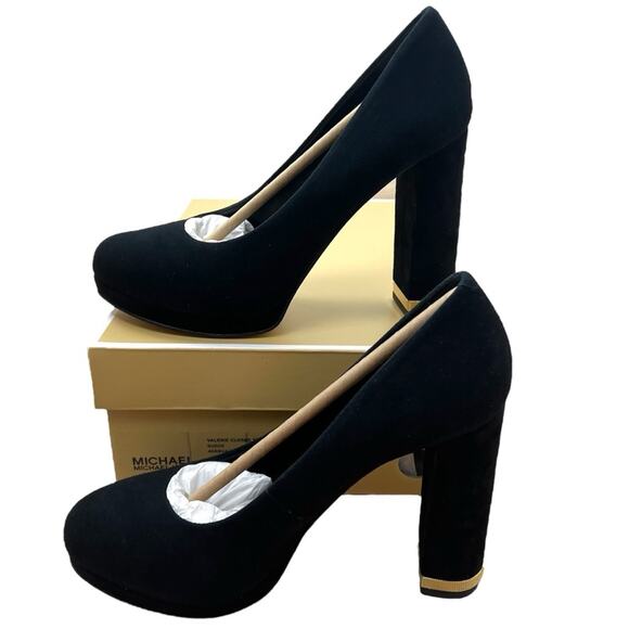 Michael Kors Valerie Black Suede Closed Toe Pumps 7 in Box - Picture 3 of 8
